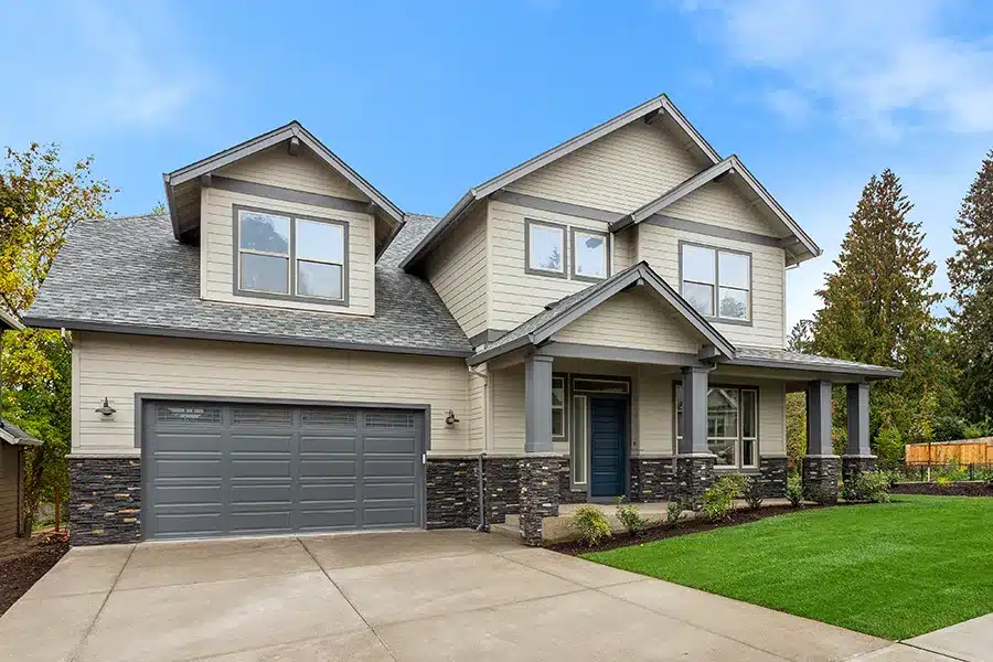 New House with Grey Garage Door