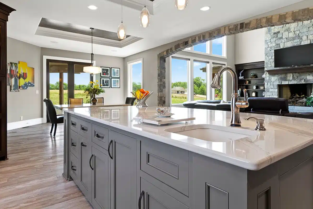 Kitchen with stone counters