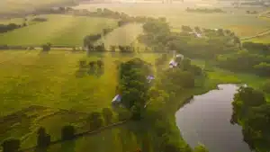Aerial view of Minnesota land at sunrise