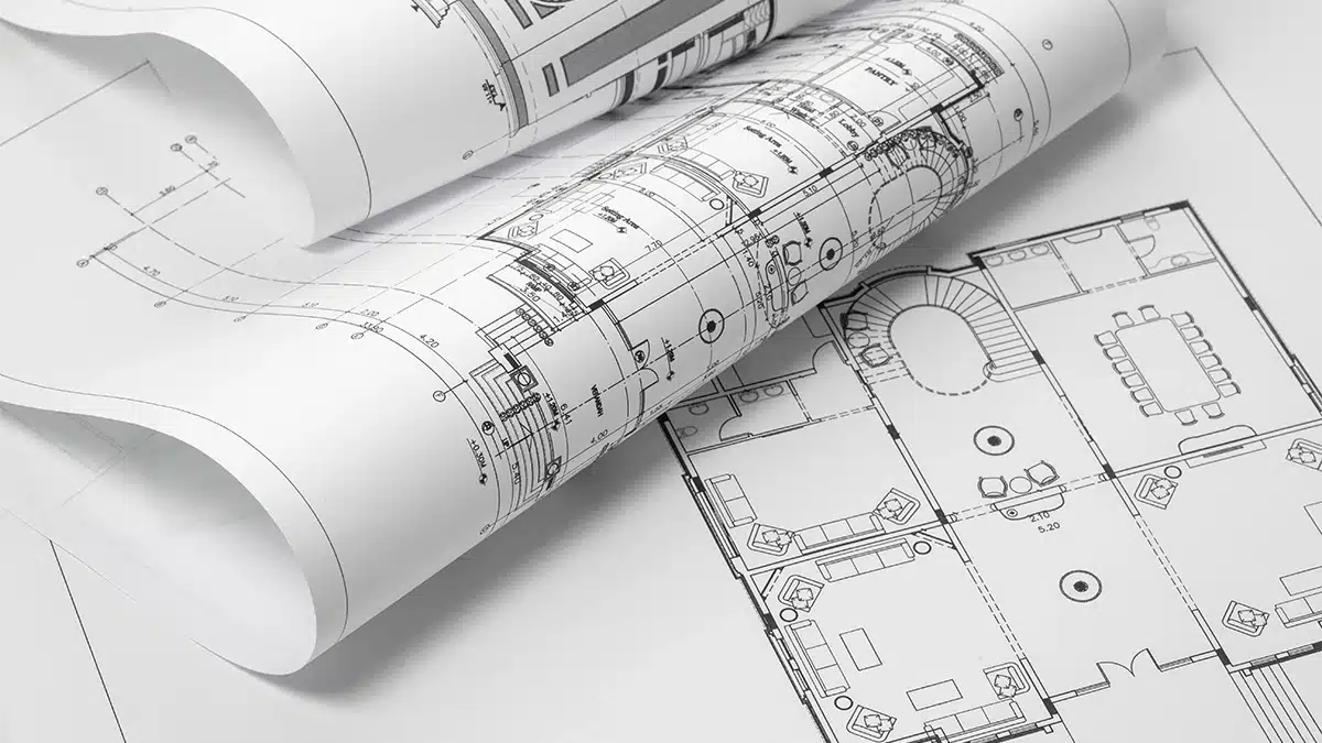 White drafting plans