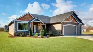 New single story home viewed from the front